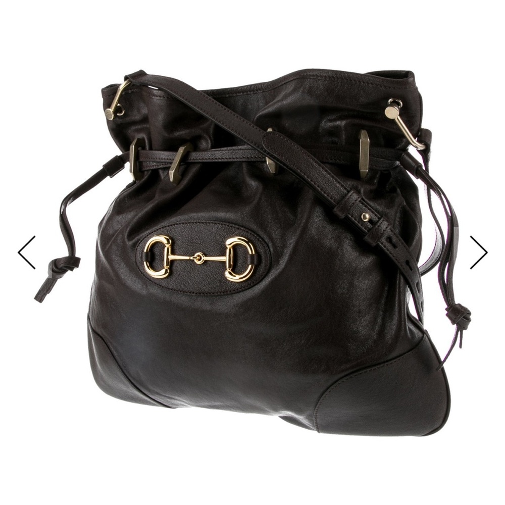 Gucci Brown Calfskin Leather 1955 Horsebit Cinch Shoulder and Crossbody Bag